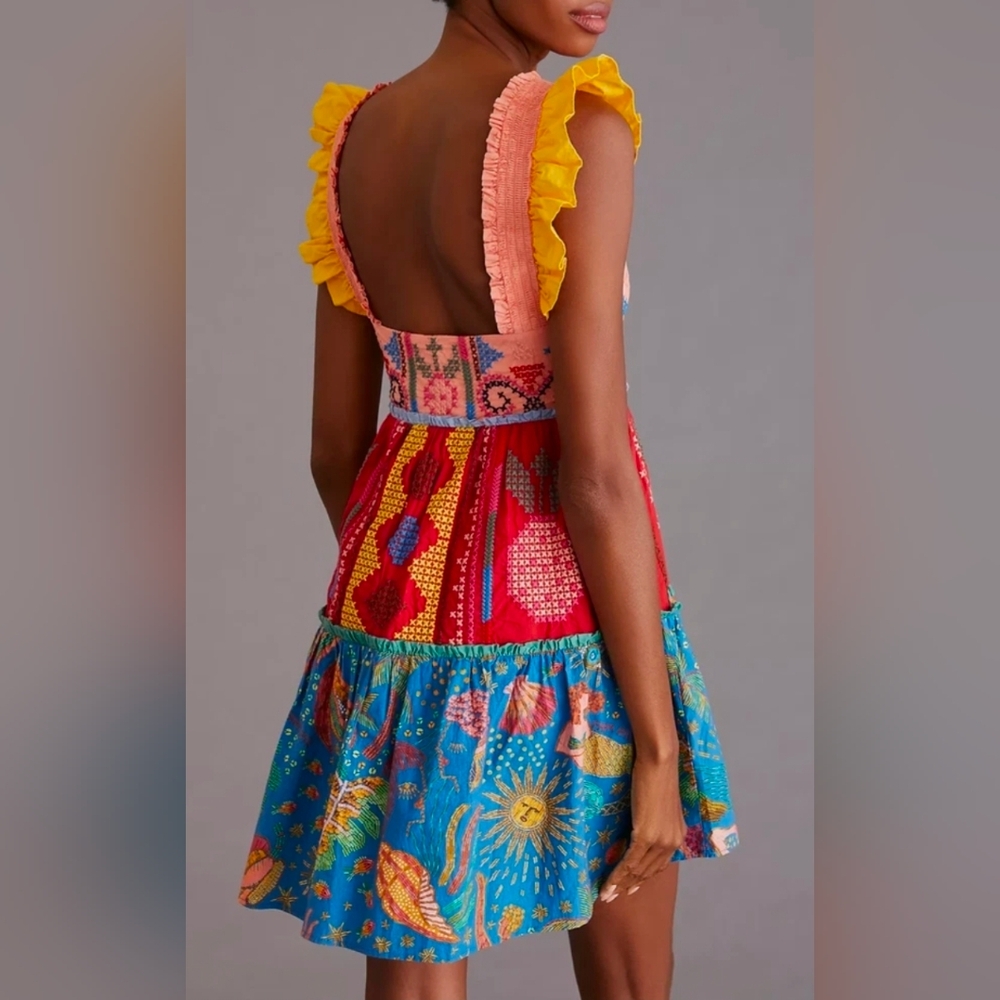 FARM Rio Colorblock Mini Dress, Size XS - Picture 2 of 12